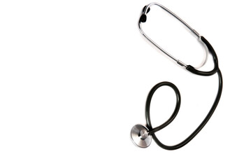 Stethoscope for checking pulse on white background