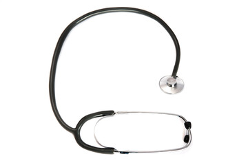 Stethoscope for checking pulse on white background