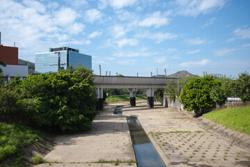 Hong Kong has a good view. Canal under the sky.