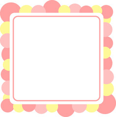 正方形のフレーム　水玉の囲み　ピンク
