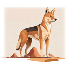 Dingo vector illustration for logo or designs, an animal from Australia. Generative AI.