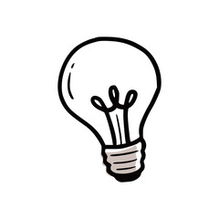 Lamp bulb element. Doodle sketch scribble style. Hand drawn light bulb vector illustration for idea icon.