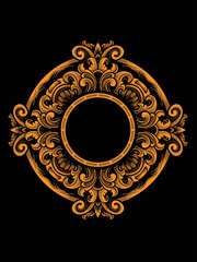 Vector engraved classic ornament design for elements, editable color