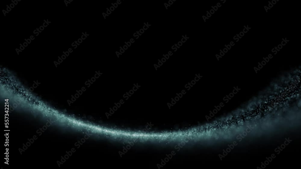 Poster looped 3d flickering dot particles travel slow motion copy space animation background.