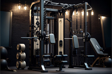 Fototapeta premium Vibrant Details Fitness Equipment for Working Out Running 3D Objects Colorful Environment And Background