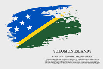 Solomon Islands flag grunge brush and poster, vector