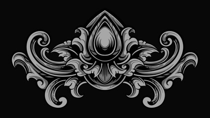 Vector engraved classic ornament design for elements, editable color