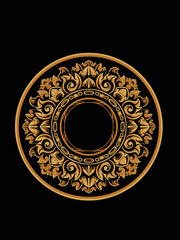 Vector engraved classic ornament design for elements, editable color