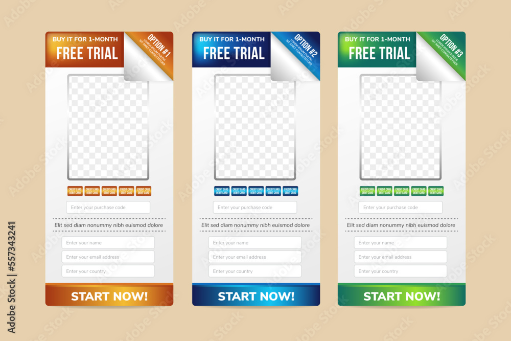 Aufkleber three vertical banners in modern gradient style. web banner button best for advertisement and sale w