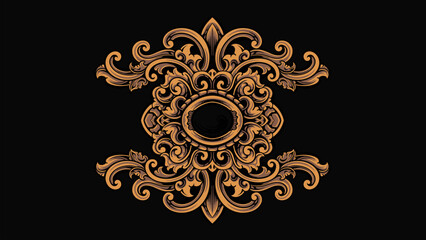 Vector engraved classic ornament design for elements, editable color