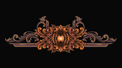 Vector engraved classic ornament design for elements, editable color