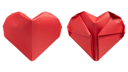 Heart shape folded from red paper