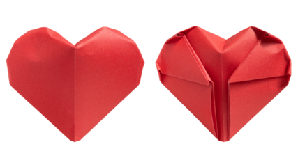 Heart shape folded from red paper