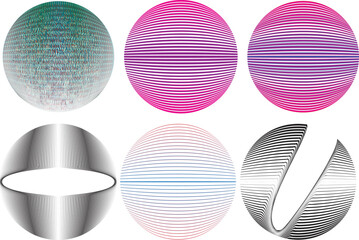 Set of spheres . Lines constructed transparent sphere .Vector  .Technology sphere Logo . Design element for posters, social media, templates, flyers, brochures . Abstract trendy transparent circles