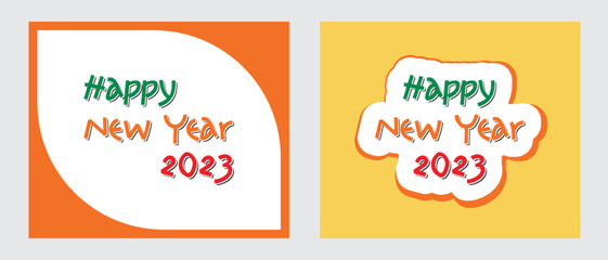 wish Happy New Year 2023 handwritten lettering tipography line design sparkle firework gold white blue year 2023 background vector
