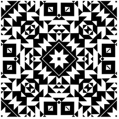 Vector pattern in geometric ornamental style. Black and white color.Seamless pattern.