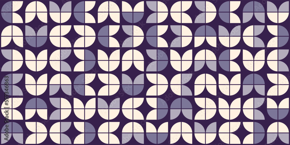 Poster Seamless pattern for print and decor. Suitable for textile and packaging, seamless print. Retro geometrical pattern 60-s style. Mid century modern style seamless vector pattern. Blue colors.