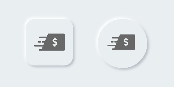 Send Money Solid Icon In Neomorphic Design Style. Payment Signs Vector Illustration.