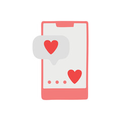 Phone with love message. Element for greeting cards, posters, stickers and seasonal design