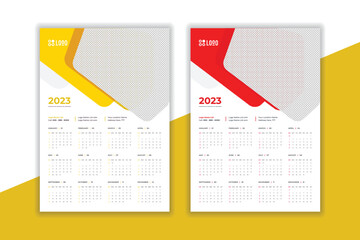 2023 wall Calendar new year vector illustration. The week starts on Monday. Annual calendar 2023 template. Planner 2023 year. English calendar template. corporate Wall calendar in a minimalist style
