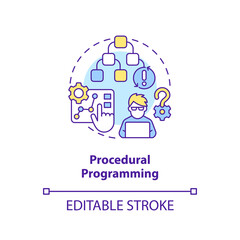 Procedural programming concept icon. Coding paradigm type abstract idea thin line illustration. Sequence of commands. Isolated outline drawing. Editable stroke. Arial, Myriad Pro-Bold fonts used
