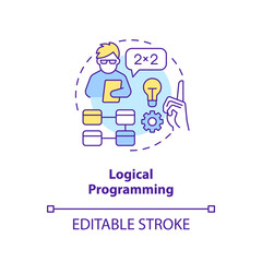 Logical programming concept icon. Coding paradigm type abstract idea thin line illustration. Mathematical logic. Isolated outline drawing. Editable stroke. Arial, Myriad Pro-Bold fonts used