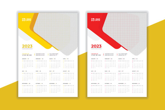 2023 wall Calendar new year vector illustration. The week starts on Monday. Annual calendar 2023 template. Planner 2023 year. English calendar template. corporate Wall calendar in a minimalist style