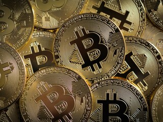 Bitcoin BTC Cryptocurrency Coins. Stock Market Concept. Cryptos are considered the future of payments. secure and anonymous payment system. 
