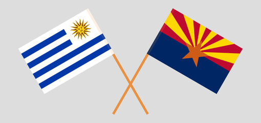Crossed flags of Uruguay and the State of Arizona. Official colors. Correct proportion