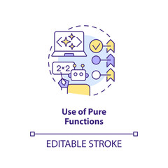 Use of pure functions concept icon. Functional programming abstract idea thin line illustration. Mathematics approach. Isolated outline drawing. Editable stroke. Arial, Myriad Pro-Bold fonts used