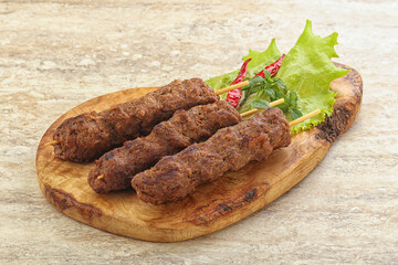 Beef kebab skewer minced meat