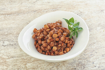 Boiled lentil in the bowl