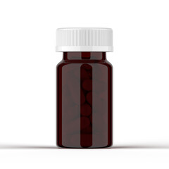 Amber Pills Bottle 3d Rendering 