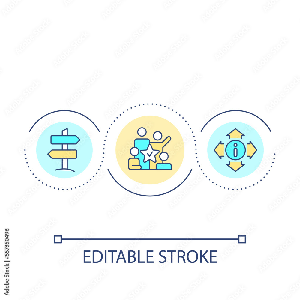 Poster choose company development ways loop concept icon. effective teamwork. build business strategy abstr