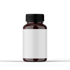 Amber Pills Bottle 3d Rendering 