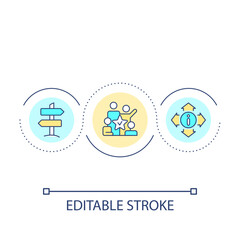Choose company development ways loop concept icon. Effective teamwork. Build business strategy abstract idea thin line illustration. Isolated outline drawing. Editable stroke. Arial font used