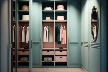 modern wardrobe room where you can store your clothes perfectly