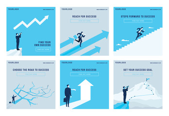 Success businessman post collection vector illustration