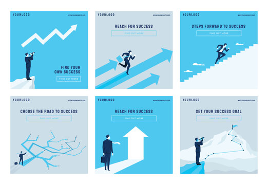 Success businessman post collection vector illustration