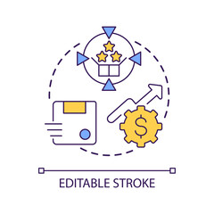 Bonuses concept icon. Gifts with purchase. Increase income. Commercial and business strategy abstract idea thin line illustration. Isolated outline drawing. Editable stroke. Arial font used