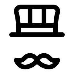Hat And Mustache Icon Line