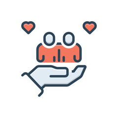 Color illustration icon for caring