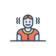 Color illustration icon for fear
