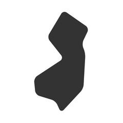 New Jersey state of United States of America, USA. Simplified thick black silhouette map with rounded corners. Simple flat vector illustration