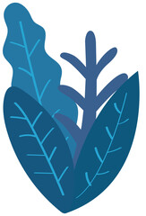 Dark blue grass and leaves