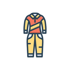 Color illustration icon for overall
