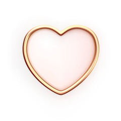 Gold Heart Frame. 3d realistic pink heart with golden rim isolated on white background. Valentine's Day, Wedding, Birthday, Anniversary, Mother's Day decoration. Conceptual symbol. 3d vector object