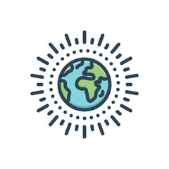 Color illustration icon for worldwide