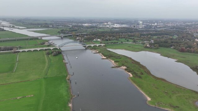 The IJssel Bridge also known as Katerveerbrug connection across the IJssel between Zwolle and Hattem. The Netherlands infrastructure.