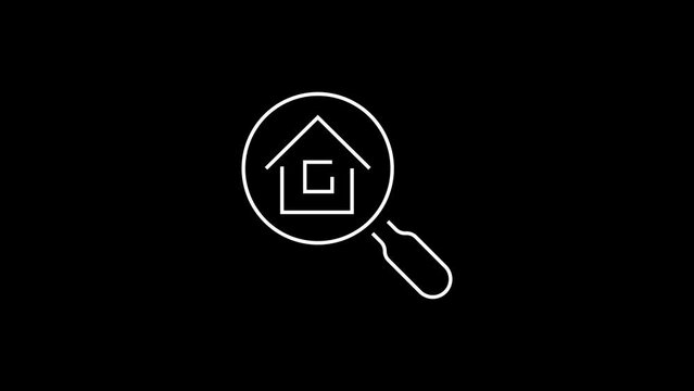 Cool linear House Searching icon animation. Linear animation. House search icon animation.
